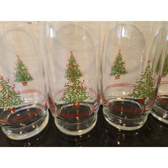 Vintage JCPenney Christmas Tree Glasses Set 4 Holiday drinkware  NOS - Picture 5 of 14